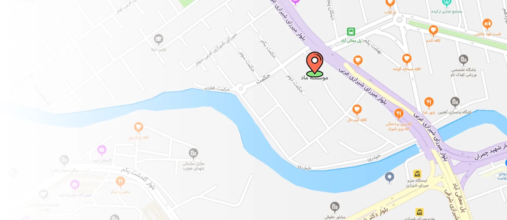 مسیریابی موقعیت ماد روی نقشه